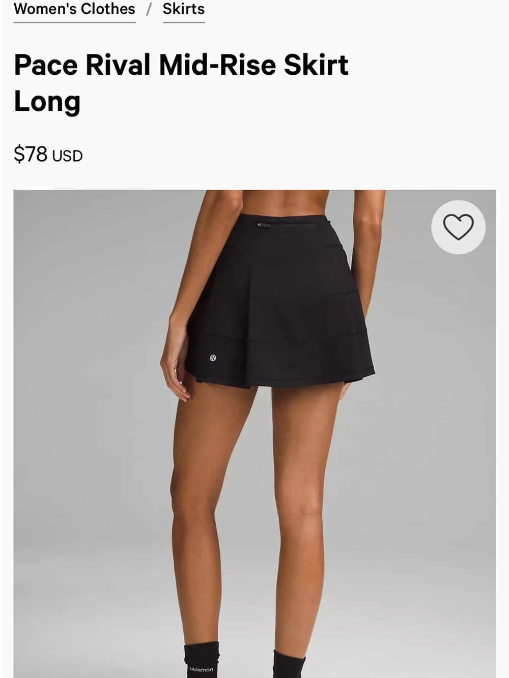 lululemon athletica Pace Rival Mid-Rise Skirt Long - Black